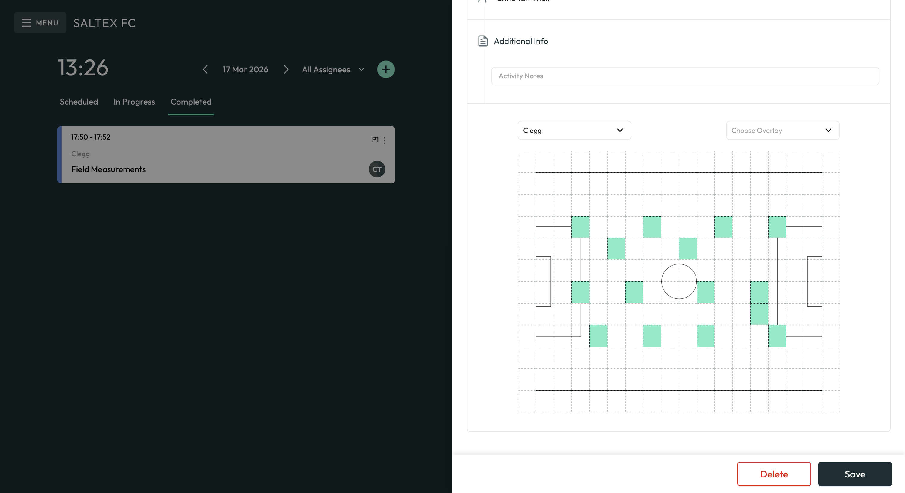 Sensor Integrations desktop — Clegg measurement entry