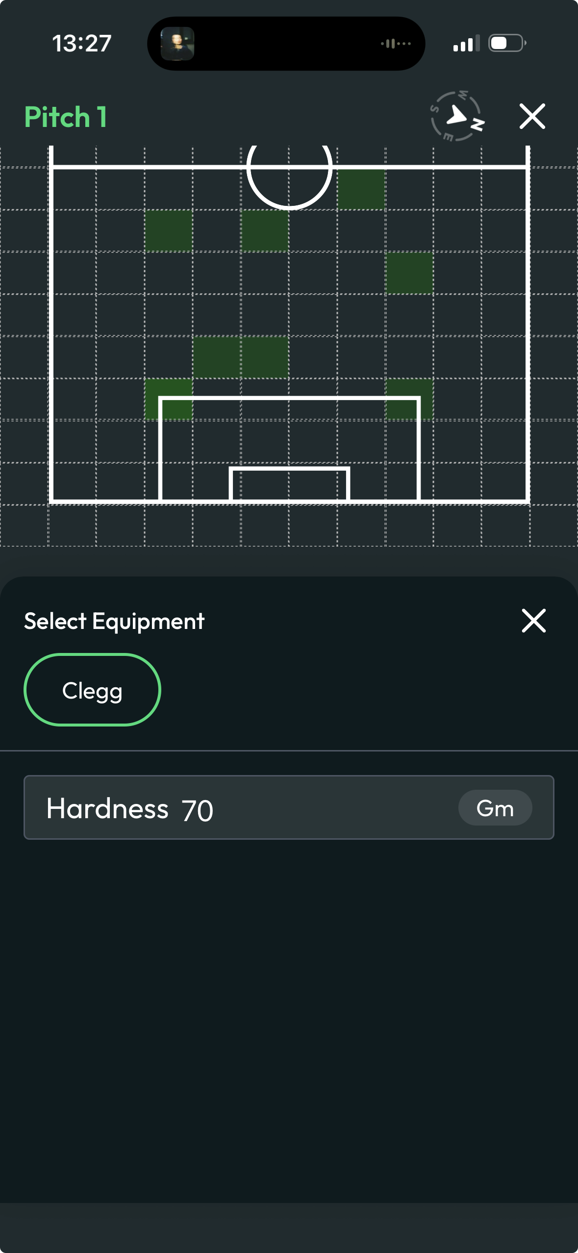 Sensor Integrations mobile — equipment selection and hardness entry
