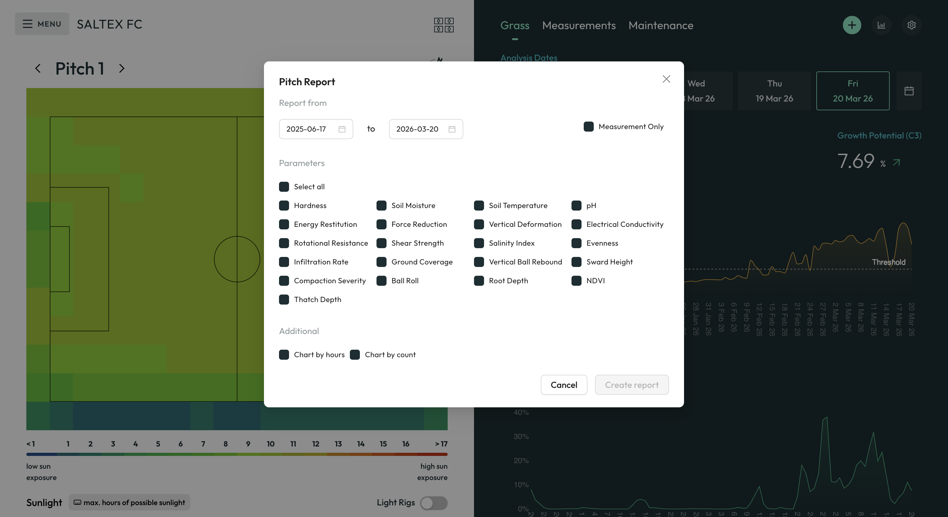 Custom Reporting desktop — pitch report builder